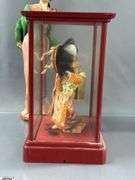 Chinese Dinner Gong, Figurines, Fans, Doll In Case 11"