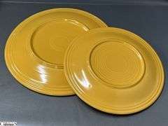 11pcs Fiesta Yellow Dishes - Charger Platters, Large Disk Pitcher, Saucers, Plate, 2 Pint Pitcher- 14" of largest