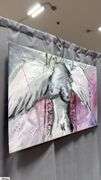 Alummoa Zumigo Winged Figure #3, Mixed Media and Oil on Canvas, Measures 35x55"