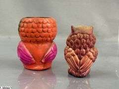 Viking Glass Owl 5.25", Owl and Mushroom Figurines
