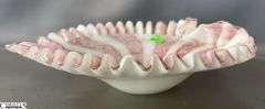 Ruffled Edge Murano Style Art Glass Dish - 10" x 9"