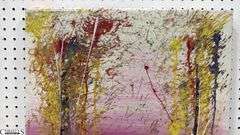Samuel Tinoco Trees, Blue Ground and Pink Sky Acrylic On Canvas 20x25"