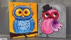 12pcs Painting Party Canvases, Owls, Animals Largest 16x20"