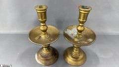 4 Brass Candle Sticks, Tallest 11.5", Missing Insert