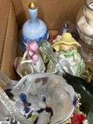 SKID of Boxed Lots, Garden Statue, Parlor Chair Plant Stand, Angels, Ornaments, Bells, Milk Glass Baskets, Figural Bells, Frames, Art Glass Paperweights, SKID is Not Included