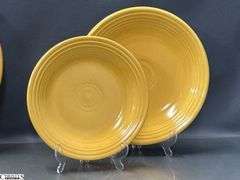 11pcs Fiesta Yellow Dishes - Charger Platters, Large Disk Pitcher, Saucers, Plate, 2 Pint Pitcher- 14" of largest