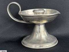 3pcs Pewter Tea Pot, Candle Holder, 1/2 Pint Mug Tallest 7.5"
