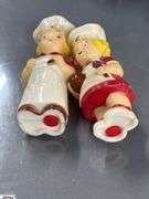 Vintage Salt and Peppers, Figurines, Bell, Toothpick Holder, Some Wear and Dusty