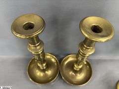 4pcs, 2 Pair of Brass Candle Sticks, Tallest 10", Shorter Pair Are Marked Stiffel