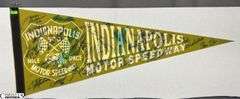 2 Indianapolis Motor Speedway Autographed Pennants.  Signatures include Mark Dismore, Scott Herrington, Lloyd Ruby, Jim Rathmann and Others.
