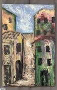 Antonio Garcia Village Streets #4, Acrylic Painting on Canvas 36x56"