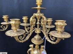 Pair of Bronze Renaissance 4 Arm Candelabras 24" Tall