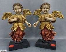 Pair of Angels Made In Philippines 9", Finger Chipped, Looks Like Wing Was Repaired