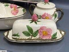 Franciscan Desert Rose Platter, Divided Dish, Salt and Pepper, Cream and Sugar, Butter Dish, Stand - 14" of platter - 10pcs