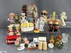 Vintage Salt and Peppers, Figurines, Bell, Toothpick Holder, Some Wear and Dusty