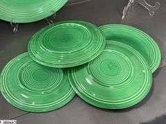 18pcs Fiesta Green Dishes - Charger Platter, Plates, Saucers, Bowls, Cups, 2 Pint Pitcher- 14" of largest