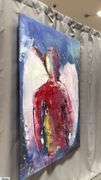 Alummoa Zumigo Winged Figure #2, Mixed Media and Oil Painting on Canvas, Measures 35x55"