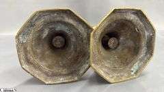 4 Brass Candle Sticks, Early English Push Up Styles, Tallest 10"