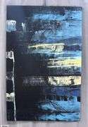 Alummoa Zumigo Abstract, Black, Blues, Yellows, Mixed Media and Oil Painting on Canvas 36x56"