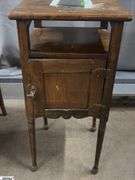 Small Vintage Accent Table With Door 13x13x27" Tall