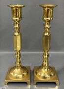 2 Pair of Brass Candle Sticks, Japan Pair Tallest 8", Other Have Slight Damage to Holder