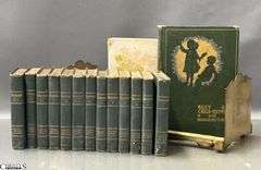 Antique Book Volumes - Riley Child Rhymes, Shakspeare, Immortality of the Soul - Earliest date 1905 - w/ Brass Book Stand