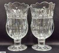 Pair of Pressed Glass Candle Sconces 7"
