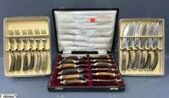 Stag Handle Flatware, James Duncan In Case, H. Morton