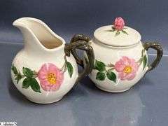 Franciscan Desert Rose Platter, Divided Dish, Salt and Pepper, Cream and Sugar, Butter Dish, Stand - 14" of platter - 10pcs