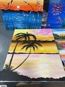 10 Painting Party Canvases, Park Bench, and Other Landscape Scenes Each Measures 16x20"