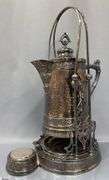 Victorian Quadruple Silver Plated Tilt Pitcher With Drip Tray, 20" Tall