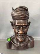 2 Carved Wood East Indies Style Busts - 9.5" x 13" of largest - on is chipped