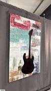 Alummoa Zumigo Guitar Silhouette Painting #2 Mixed Media and Oil On Canvas 56x36"