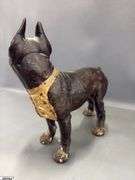 Vintage Boston Terrier Cast Iron Door Stop 10.5x10.5", More Wear to The Finish