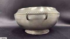 Lidded Pewter Dish, Double Handle Has Makers Mark 11"x8" Tall