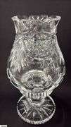 Pair of Signed Roy Cunningham Waterford Crystal Penrose Hurricane Lamps 9" Total Height