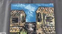 Antonio Garcia Village Streets #1, Acrylic Painting On Canvas 35x56"