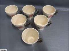 Franciscan Desert Rose Glasses, Mugs, Teacups and Saucers - 7" of largest, some chipping - Approx 36pcs
