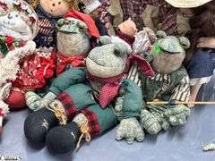 Coca Cola Bear, Porcelain Dolls, Plush Frogs, Bunny, Fishing and Holiday Themes