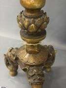 Bronze Eastern Europe Candle Holder With Lotus Pad and Frog 17"