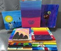 15 Painting Party Canvases, and Paintings Largest Measures 12x16"