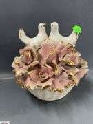 Capodimonte Floral and Birds, Plant Stand, Shelf, Ceramic Basket, Some Chips