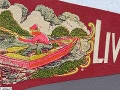 2 Pennants.  Chicago Railroad Fair "I Was There" 1949 and a Livingston, Tennessee Fishing Pennant