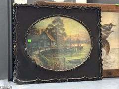 5pcs, Framed Art Prints and Painting, Wear to The Frames, One Has Been Repaired, Largest 26x32"