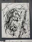 6 pcs Horse and Figural Abstracts, Black Acrylic Paint on White Canvas by Luis Espinoza Each Measure 18x14"