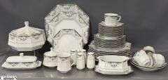 Seizan "Mood Indigo" Floral Motif China - Approx 40 pcs - 11.5" of largest piece