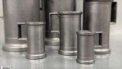 7pcs Graduated Pewter Handled Measuring Cups 4"x7.25" Tall