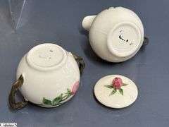 Franciscan Desert Rose Platter, Divided Dish, Salt and Pepper, Cream and Sugar, Butter Dish, Stand - 14" of platter - 10pcs