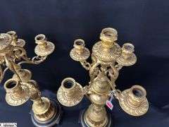 Pair of Bronze Renaissance 4 Arm Candelabras 24" Tall