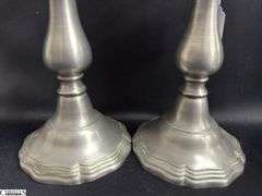2 Pair of Pewter Candle Sticks, One Pair Marked Colonial Cast Co Tallest 9"